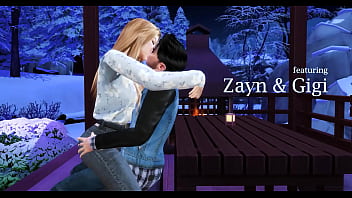 Preview 1 of Monkey And Big Poshi Sax Small - Zayn M. And Gigi H. Make Up Sex In Public - 3d Hentai