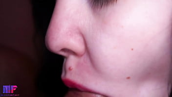 Preview 4 of Bibo Sex Misar - Close-up red lips blowjob,  tongue play and oral creampie