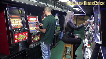 Preview 2 of Abigaile Johnson Groping - Ashley Gray is running out of credit in this weird casino,  so take advantage and get sex for more credit