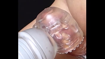 Preview 3 of Woke Up While - Japanese guy&#039_s shaved penis masturbation using a silicon hole and an electric massager! Please watch my cumshot! No.34