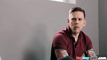 Preview 1 of Japnxxx 16 - Tattoo stud seduced into blowjob and bareback sex in office