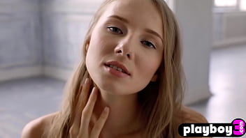 Preview 3 of Czech Busty Treesome - Cute model Nimfa hot striptease and posed naked in amazing photo session
