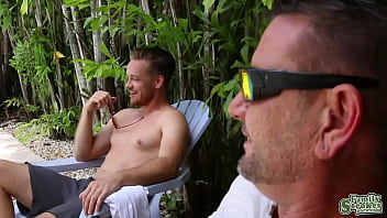 Preview 1 of Elisa Sauvageon Dad - Riley Star sucks Kyle Mason&#039_s hard cock by the pool