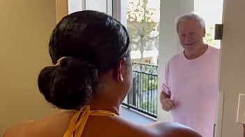 Preview 1 of Big Sex Anti - Black college chick fucks neighborhood grandpa