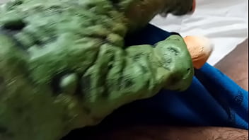 Preview 2 of Xxxx Xsc 14 - GREEN Monster Girl Jacks Guy Off To Ghetto BBW Girl