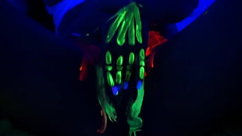 Preview 4 of Sex Alxis Texas - Playing with neon paint,  this sexy colombian cums hard