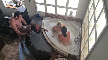 Preview 3 of Small People Sex - Sharing my BF&#039_S BIG COCK with 2 other sluts as we are having wet and soapy fun | REVERSE GANGBANG