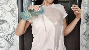 Preview 1 of Trippy Hula Hippie - Stepson noticed stepmother&#039_s wet T-shirt and sucked her nipples