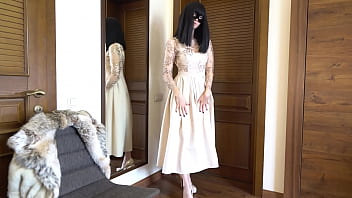 Preview 1 of Bbq Xxx Hd - Hard fuck with horny brunette slut in sexy long dress,  high heels and fur coat. Pov blowjob,  pov doggy style (teaser)