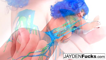 Preview 2 of Girl Teasing On Washing Machine - Jayden Jaymes Latex solo