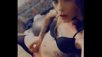 Preview 3 of Ebony Daphne Danial Solo - Sexy Tranny in Stockings Heels and Lingerie Rubs Her Clitty