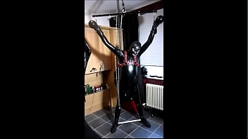 Preview 1 of Hq Pornh7b Vom - 079 BDSM Rubber Slave is Pegged in Chains