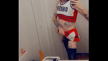 Preview 4 of Penis To Dick - Cute Cheerleader Strokes and Sucks