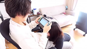Preview 2 of Cremple Sex - Horny Japanese girl Cum by Sucking him While Playing Pokemon Game