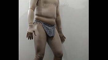 Preview 2 of Pickend Up - Zentai Tarzan leopard print thong