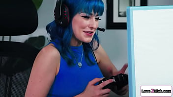 Preview 2 of Webcam Cara Brett - Love2Lick.com - Busty brunette licks her gamer gfs pussy