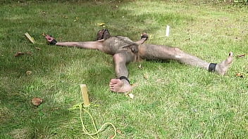 Preview 1 of 15 Year Xx Xhindi - Nuisette007 tied spread naked outdoors and facing up