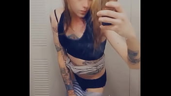 Preview 2 of Stnd Sex - Miniskirt Tranny Loves Showing Her Cock