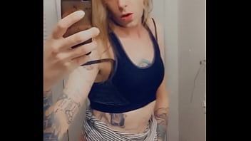 Preview 4 of Stnd Sex - Miniskirt Tranny Loves Showing Her Cock