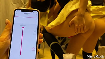 Preview 3 of Mmf Dpxxx - Playing in LovenseLush with my girlfriend in public