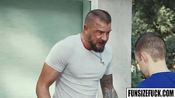 Preview 1 of Flay Chest - FunSizeFuck.com - Dolf Dietrich love the feeling of a young guy riding his huge dick. Who will not join Marcus Rivers and Dolf Dietrich some exercise in the morning? Surely it is the best with some twist of anal work out sex.