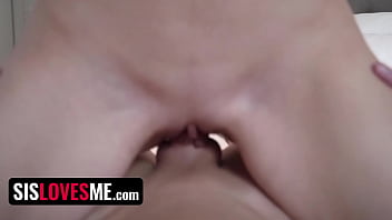 Preview 3 of Splzoo - SisLovesMe - Blonde Teen Caught Masturbating By StepBro Bought His Silence By Giving Him Blowjob