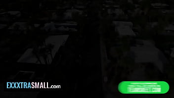 Preview 1 of With Savarsex - Exxxtra Small - Petite Teen Disrupts Boyfriend Watching Football Game Ended Him Tackling Her In Bed