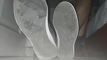 Preview 1 of Security Fuck Mom Son - Blue Sweaty socks and barefeet with cumshot