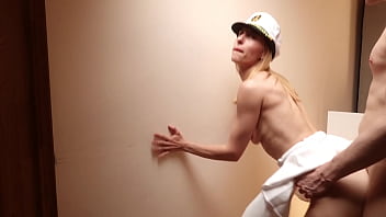 Preview 2 of Mms Kand Bf - Hard anal sex with liner waitress. Fucked this milf roughly in the ass against the wall