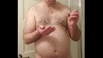 Preview 4 of Black Daimond Mom - Nude Martin Lavall&eacute_e mastubates,  ejaculates and eats his sperm with chocolate