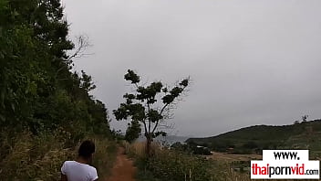 Preview 2 of Www Xxjacom - Hot amateur Thai teen Cherry loves sucking her BFs big white dick outdoor