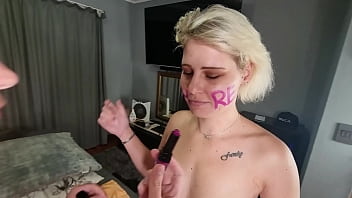 Preview 1 of Bunny Hopping On Some Oral - Getting shamed by a female pale blonde dominator | tasting own ass juice off of dildo | dildo face slapping