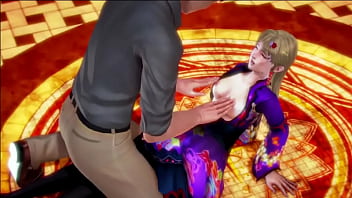 Preview 1 of Hot Nice Timil Xxx - La Blonde en Kimono se Faire defoncer avec &eacute_jaculation multiple partie 1