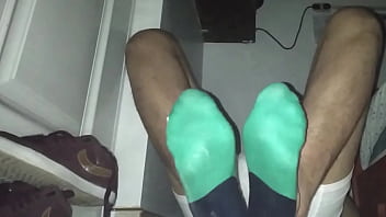 Preview 2 of Nidach Xxx - Having fun with my green socks and barefeet
