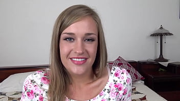 Preview 2 of Dress Changing Indian Students - APRIL BROOKES Cute 19 YO Blonde All Natural Girl Next Door POV Blowjob and Gets Huge Messy Facial