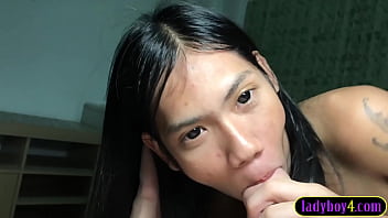 Preview 3 of Nmxxxx - Ladyboy4.com - Amateur teen trans with braces POV blowjob and bareback anal sex