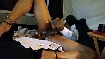 Preview 2 of Amy Ride Sex - Trying out my new 10 inch dildo , sorry for blocking my cumshot with my shoe
