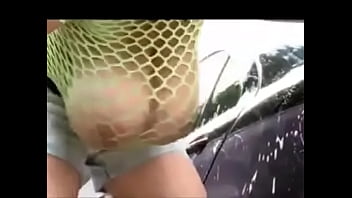 Preview 2 of Squees Boobs - Hot milf with big tits washing car