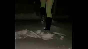 Preview 2 of Babe Kendra Gangbang - Body stocking in the snow