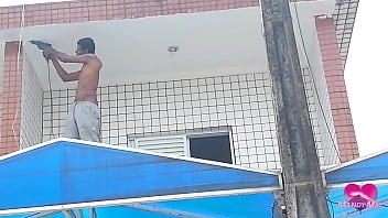 Preview 1 of Sons Bully - Cumming in her asshole on the balcony 0% pussy