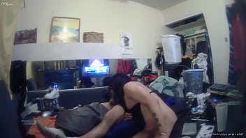 Preview 4 of Studi Men - Trans super star &quot_the brat&quot_ brown sucks off the yard worker on hidden cam in the guest bedroom