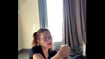 Preview 2 of Sharing My Wife Sex - Hottie with Glasses gets blasted in the face