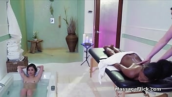 Preview 2 of Japan School Girls On Metro - Interracial threesome pussy massage at the spa