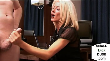 Preview 3 of Mom Nh - Small dick mistress wanking in office in erotic couple