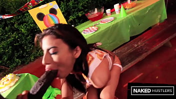 Preview 1 of Xxx Mom English - Little horny Mexican Latina Gets her pussy beat by a monster Cock