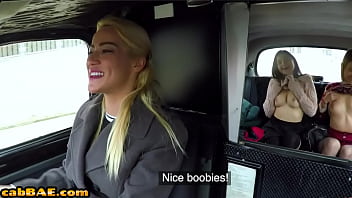 Preview 1 of Only Men S - Blonde cabbie licking and fingering with lesbo chicks