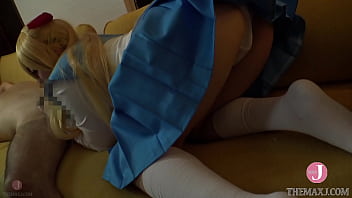 Preview 3 of Horse Cumming Vids - [HentaiCosplay] Beautiful blonde haired cosplayer in uniform,  Ichika Ayamori,  gives a thick blowjob! She finishes with a hand job!
