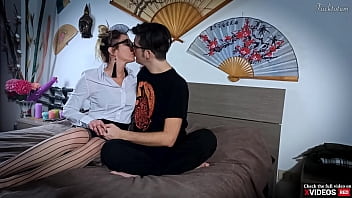 Preview 1 of Fati Xxx - A very slutty 45-year-old COUGAR MILF greedy for cock explains to a barely legal 18 yo nerdy loser that he must learn to fuck or he will die virgin.