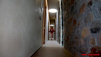 Preview 1 of School Xnxv - Red XXX toys her pussy in crotchless pantyhose