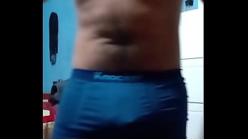 Preview 2 of Amber Asjle - David wearing his old uniform (bartender) strips for the camera